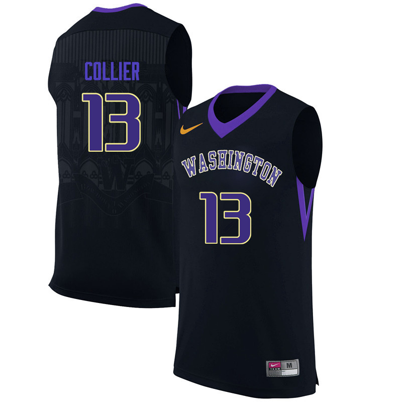 Men Washington Huskies #13 Katie Collier College Basketball Jerseys-Black
